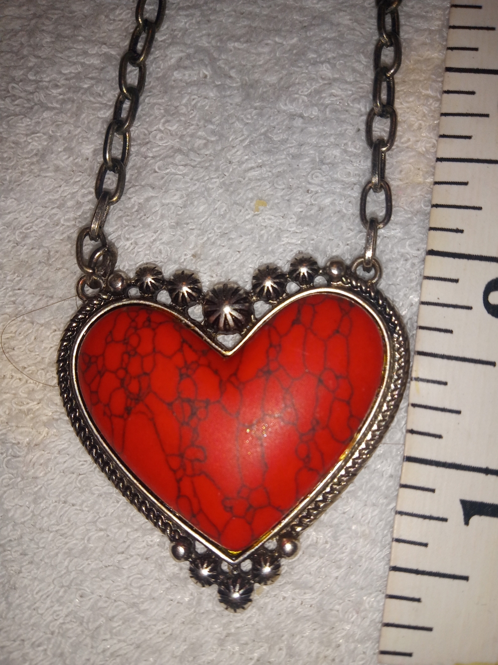 Red Heart Pendant Necklace - Silver-Tone Women’s Jewelry